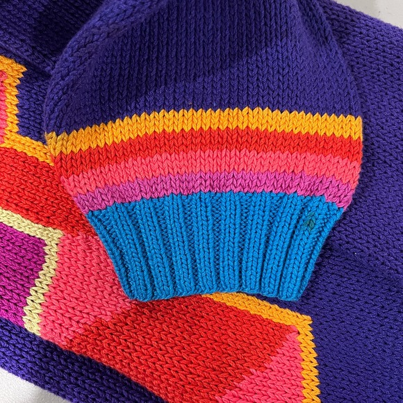 PERUVIAN CONNECTION Vintage Cardigan Sweater Womens Small Multi Cotton Geometric - Picture 14 of 16